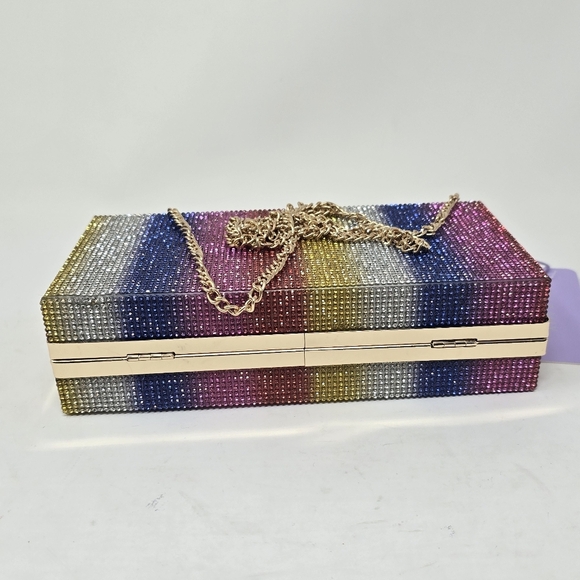 NWT Jill & Ally Multicolor Rhinestone Convertible Rainbow Clutch Purse B… - Picture 5 of 10